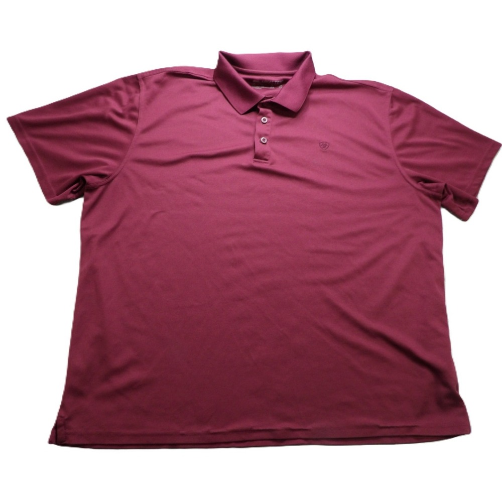 Ariat TEK Polo Shirt Men XXL Maroon Short Sleeve Athletic Golf Performance Logo